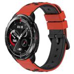 For Honor Watch GS Pro 22mm Two-Color Porous Silicone Watch Band(Red+Black)