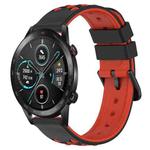 For Honor Magic Watch 2 46mm 22mm Two-Color Porous Silicone Watch Band(Black+Red)