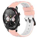 For Honor Watch Dream 22mm Two-Color Porous Silicone Watch Band(Pink+White)
