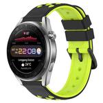 For Huawei Watch 3 Pro New 22mm Two-Color Porous Silicone Watch Band(Black+Lime Green)