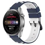 For Huawei Watch 3 Pro New 22mm Two-Color Porous Silicone Watch Band(Midnight Blue + White)