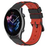 For Amazfit GTR 3 22mm Two-Color Porous Silicone Watch Band(Black+Red)