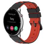 For Amazfit GTR 2 22mm Two-Color Porous Silicone Watch Band(Black+Red)