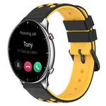 For Amazfit GTR 2 22mm Two-Color Porous Silicone Watch Band(Black+Yellow)