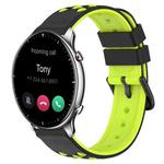 For Amazfit GTR 2 22mm Two-Color Porous Silicone Watch Band(Black+Lime Green)
