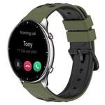 For Amazfit GTR 2 22mm Two-Color Porous Silicone Watch Band(Army Green + Black)