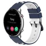 For Amazfit GTR 2 22mm Two-Color Porous Silicone Watch Band(Midnight Blue + White)