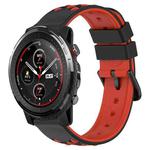 For Amazfit 3 22mm Two-Color Porous Silicone Watch Band(Black+Red)