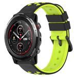 For Amazfit 3 22mm Two-Color Porous Silicone Watch Band(Black+Lime Green)