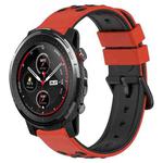 For Amazfit 3 22mm Two-Color Porous Silicone Watch Band(Red+Black)