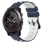 For Amazfit 3 22mm Two-Color Porous Silicone Watch Band(Midnight Blue + White)