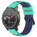 For Amazfit GTR 47mm 22mm Two-Color Porous Silicone Watch Band(Lime Green+Blue)
