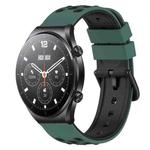 For Xiaomi MI Watch S1 22mm Two-Color Porous Silicone Watch Band(Olive Green+Black)