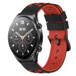 For Xiaomi MI Watch S1 22mm Two-Color Porous Silicone Watch Band(Black+Red)