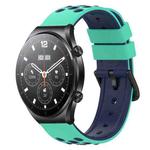 For Xiaomi MI Watch S1 22mm Two-Color Porous Silicone Watch Band(Lime Green+Blue)