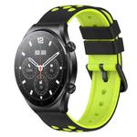 For Xiaomi MI Watch S1 Pro 22mm Two-Color Porous Silicone Watch Band(Black+Lime Green)
