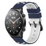 For Xiaomi MI Watch S1 Pro 22mm Two-Color Porous Silicone Watch Band(Midnight Blue + White)