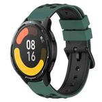 For Xiaomi MI Watch Color 2 22mm Two-Color Porous Silicone Watch Band(Olive Green+Black)