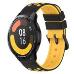 For Xiaomi MI Watch Color 2 22mm Two-Color Porous Silicone Watch Band(Black+Yellow)