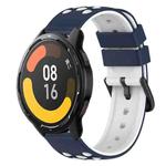 For Xiaomi MI Watch Color 2 22mm Two-Color Porous Silicone Watch Band(Midnight Blue + White)