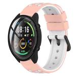 For Xiaomi MI Watch Color 22mm Two-Color Porous Silicone Watch Band(Pink+White)