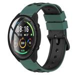 For Xiaomi MI Watch Color 22mm Two-Color Porous Silicone Watch Band(Olive Green+Black)