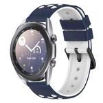 For Samsung Galaxy Watch3 45mm 22mm Two-Color Porous Silicone Watch Band(Midnight Blue + White)