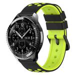 For Samsung Gear S3 Classic 22mm Two-Color Porous Silicone Watch Band(Black+Lime Green)