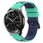 For Samsung Gear S3 Classic 22mm Two-Color Porous Silicone Watch Band(Lime Green+Blue)