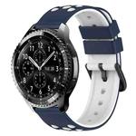 For Samsung Gear S3 Classic 22mm Two-Color Porous Silicone Watch Band(Midnight Blue + White)