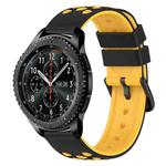 For Samsung Gear S3 Frontier 22mm Two-Color Porous Silicone Watch Band(Black+Yellow)