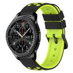 For Samsung Gear S3 Frontier 22mm Two-Color Porous Silicone Watch Band(Black+Lime Green)