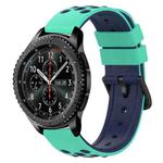 For Samsung Gear S3 Frontier 22mm Two-Color Porous Silicone Watch Band(Lime Green+Blue)