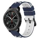 For Samsung Gear S3 Frontier 22mm Two-Color Porous Silicone Watch Band(Midnight Blue + White)