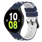 For Samsung Galaxy Watch5 40mm 20mm Two-Color Silicone Watch Band(Midnight Blue + White)