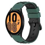 For Samsung Galaxy Watch4 44mm 20mm Two-Color Silicone Watch Band(Olive Green + Black)