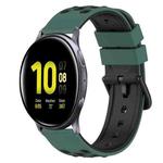 For Samsung Galaxy Watch Active2 44mm 20mm Two-Color Silicone Watch Band(Olive Green + Black)