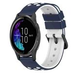 For Garmin Venu 20mm Two-Color Silicone Watch Band(Midnight Blue + White)