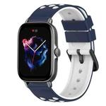 For Amazfit GTS 3 20mm Two-Color Silicone Watch Band(Midnight Blue + White)