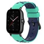 For Amazfit GTS 2E 20mm Two-Color Silicone Watch Band(Army Green + Black)
