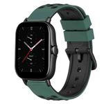 For Amazfit GTS 2 20mm Two-Color Silicone Watch Band(Olive Green + Black)