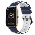 For Amazfit GTS 20mm Two-Color Silicone Watch Band(Midnight Blue + White)