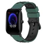 For Amazfit Pop Pro 20mm Two-Color Silicone Watch Band(Olive Green + Black)