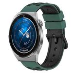 For Huawei Watch GT3 Pro 43mm 20mm Two-Color Silicone Watch Band(Olive Green + Black)