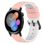 For Huawei Watch GT3 42mm 20mm Two-Color Silicone Watch Band(White+Black)