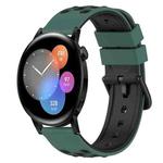 For Huawei Watch GT3 42mm 20mm Two-Color Silicone Watch Band(Olive Green + Black)