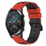 For Huawei Watch GT2 42mm 20mm Two-Color Silicone Watch Band(Black+Lime Green)