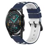 For Huawei Watch GT2 42mm 20mm Two-Color Silicone Watch Band(Midnight Blue + White)