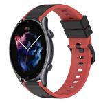 For Amazfit GTR 3 22mm Two-Color Silicone Watch Band(Black+Red)