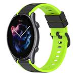For Amazfit GTR 3 22mm Two-Color Silicone Watch Band(Black+Lime Green)